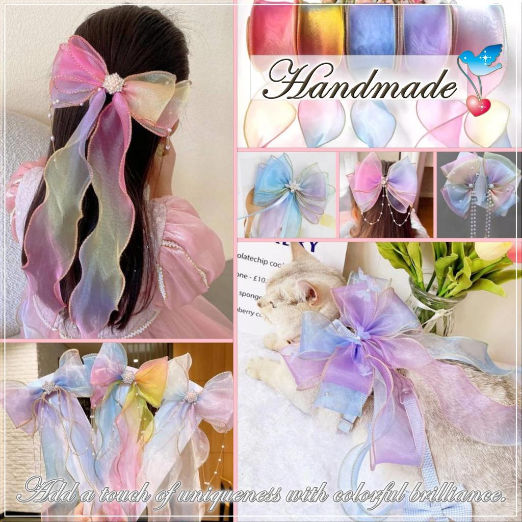 Rainbow Organza 5cm Gold for Gift Wrapping and Crafts [moonfarm] Ribbon, Wide, Edged, (Rainbow 2, 45m)