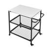 Carro para Parrilla Exterior, Mesa de Parrilla de Acero Inoxidable de 800 x 610 mm, Mesa de Cocina para Exteriores con 4 Ruedas y Asa Lateral, Dos Estantes de Malla, Barbacoa