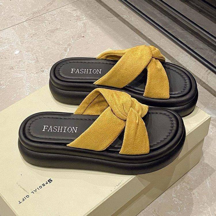 Cool slippers women's summer wear new with skirt platform beach sandals fashionable pregnant women's one-word drag