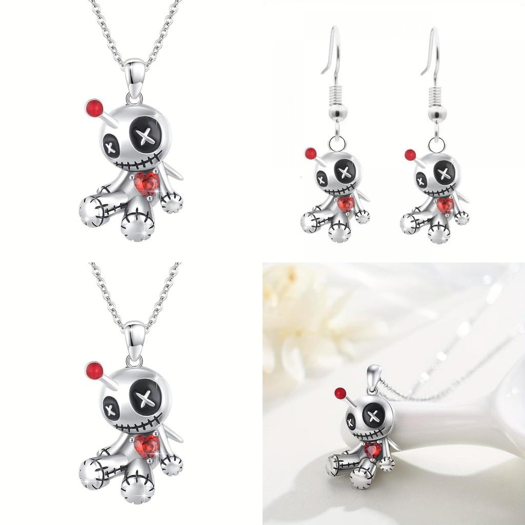 Unikt gotiskt förhäxat dockhalsband med geometrisk design och kreativ punkberlock