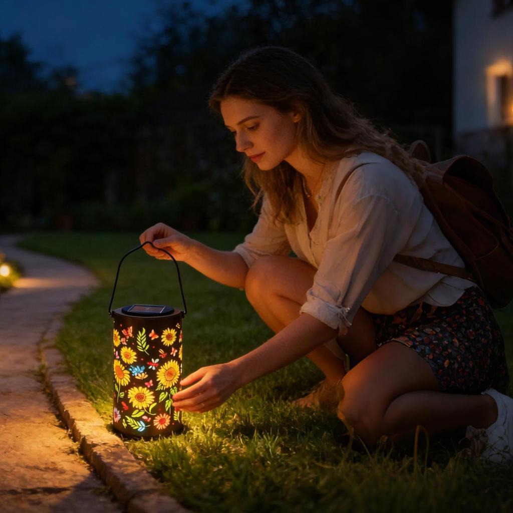 Colorful Solar Sunflower Lantern Waterproof Outdoor Glow Shadow Light Solar Powered for Pathway Lawn Garden Yard Night Decor