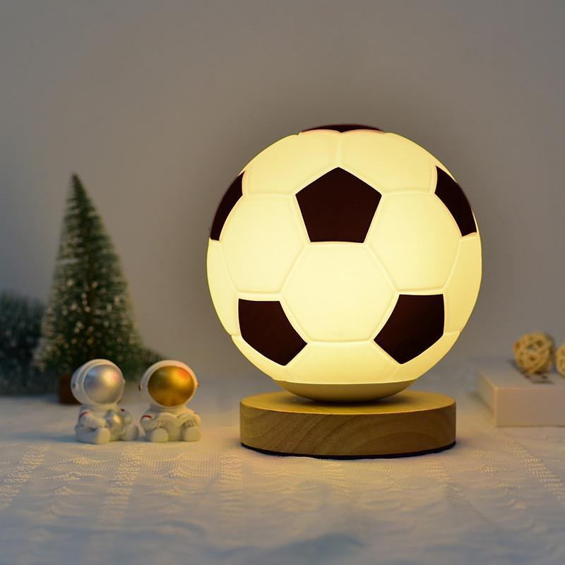Ball Led Soccer Night Light Wood Base Lamp For Bedroom Use Decorations Gift