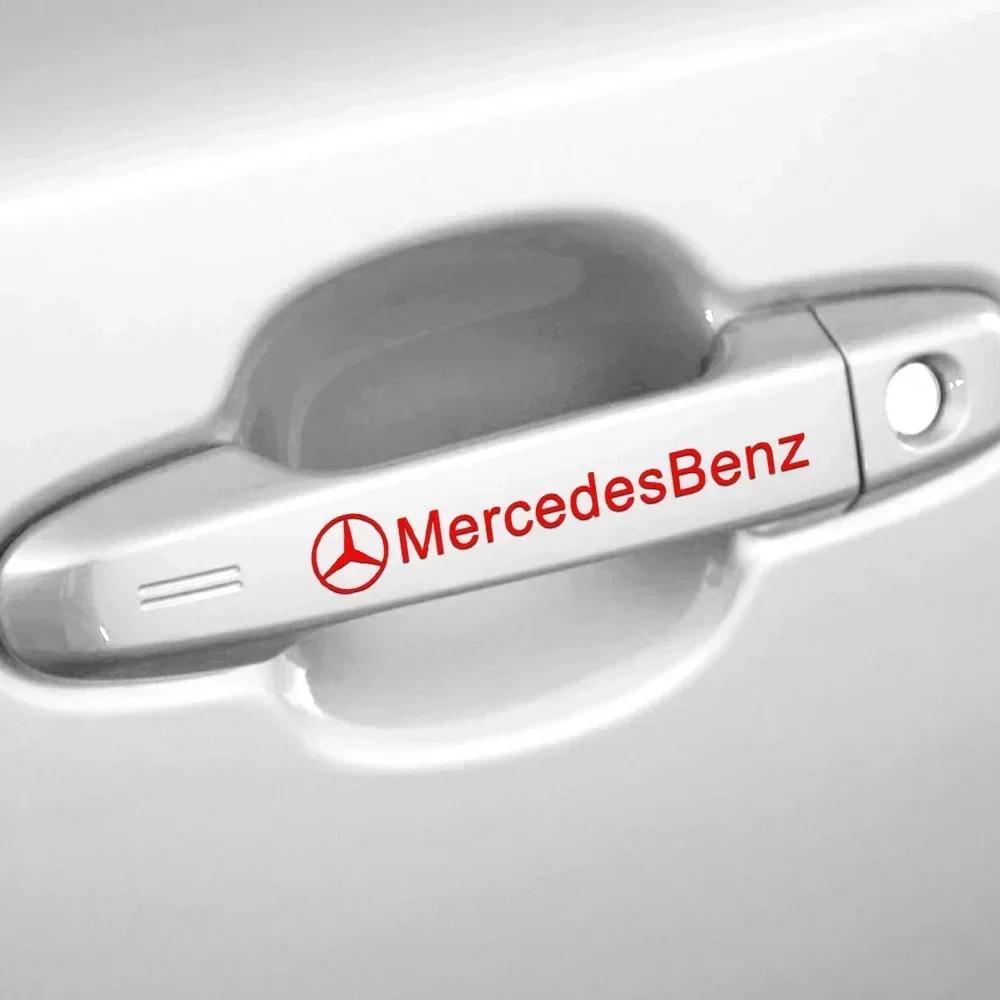 4pcs Car Door Handle Stickers Accessories For Mercedess Benz AMG W202 W203 W204 W205 W210 W211 W212 W213 W177 V177 W176 SL W169 FI1