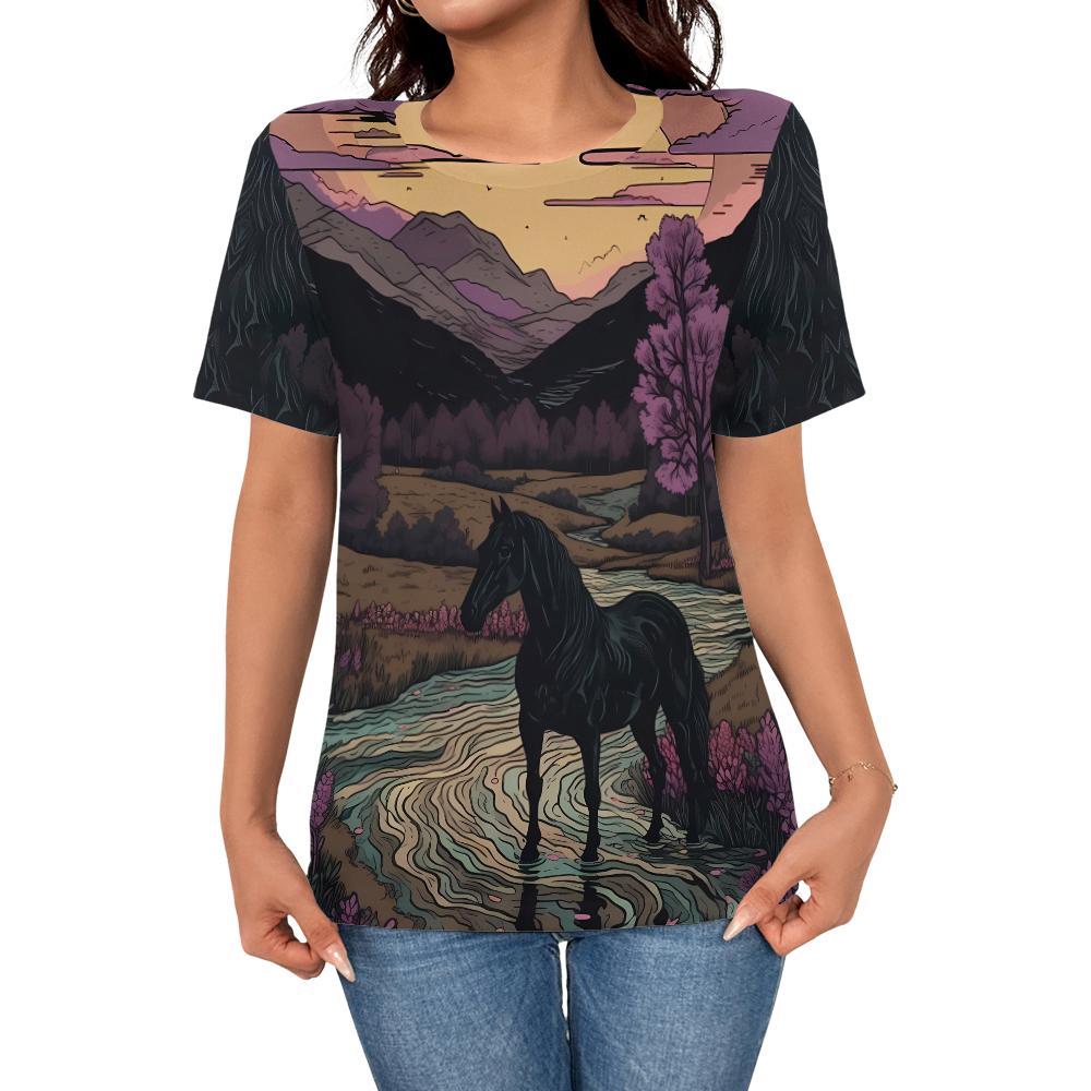 Women s Casual Fashion, Minimalist Personality, Abstract Art 3D Printed Short Sleeved Top, Women s Trendy Outfit T-shirt S