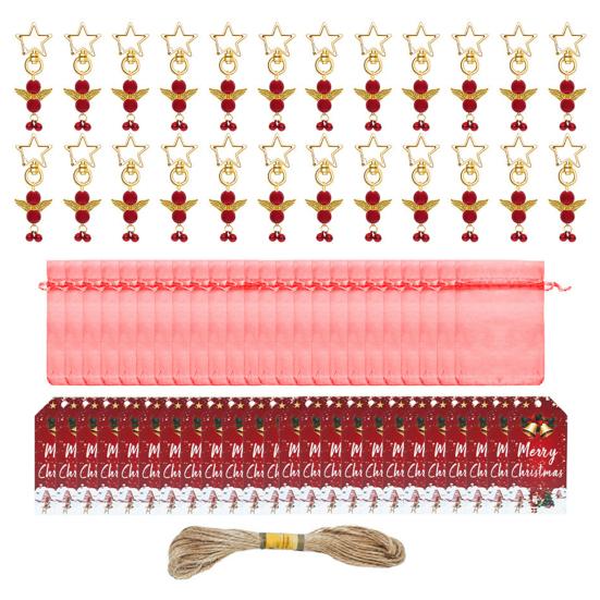24 Sets Christmas Angel Keychain Party Favors Angel Pendants with Organza Gift Bags And Thank You Tags for Wedding