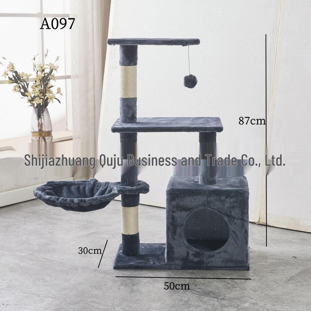 Velvet Cat Tree: Large Climbing Frame & Bed for Cats and Kittens, Space-Saving Design for All Seasons