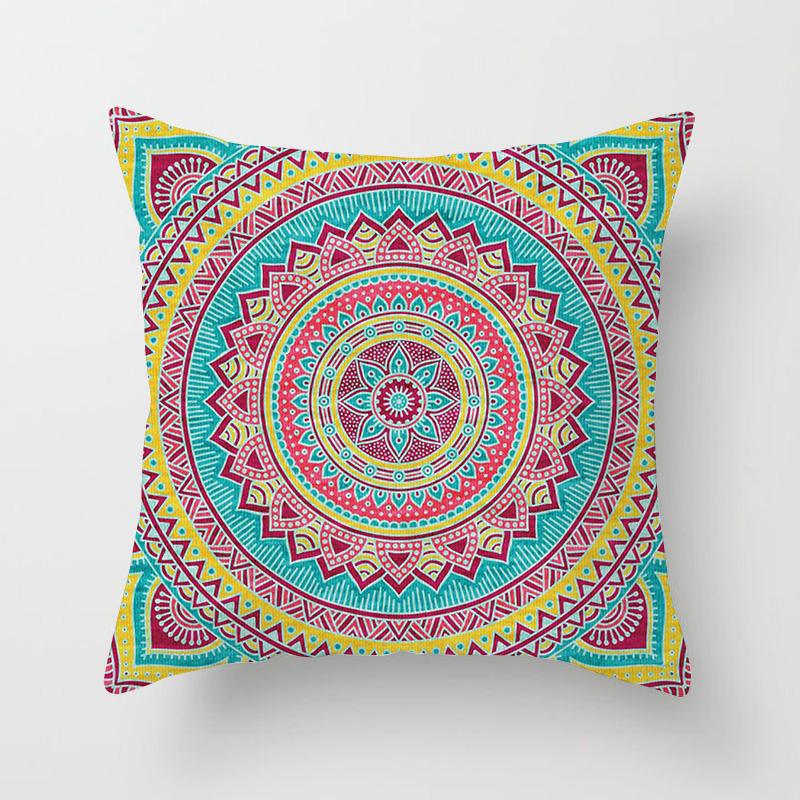 Mandala Pattern Throw Pillow Cover With Short Plush Print For Living Room Sofa Decoration Cushion Cover Pillow Covers Decorative
