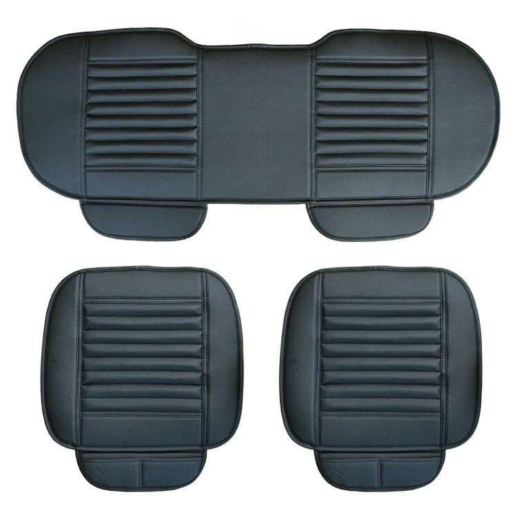 Bamboo Charcoal Leather Car Seat Cushion Set, Three-Piece, No Backrest, All-Season Interior Kit