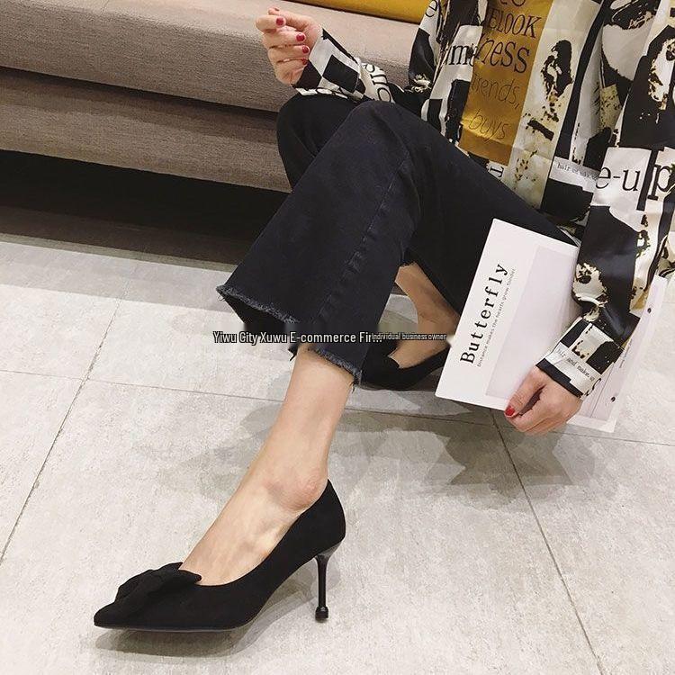 Saf Seksi Stiletto Topuklu Ayakkabılar: 2023 Kadın Çok Yönlü Fiyonklu Yüksek Topuklu Ayakkabılar Etekler İçin, Rahat Kalıp