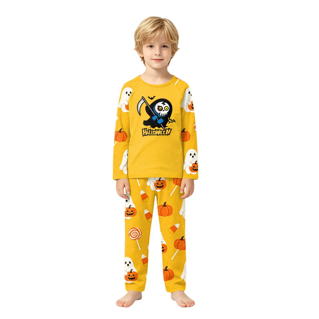 Halloween Family Matching Printed Patchwork Loungewear Pajama Set for Mom and Child