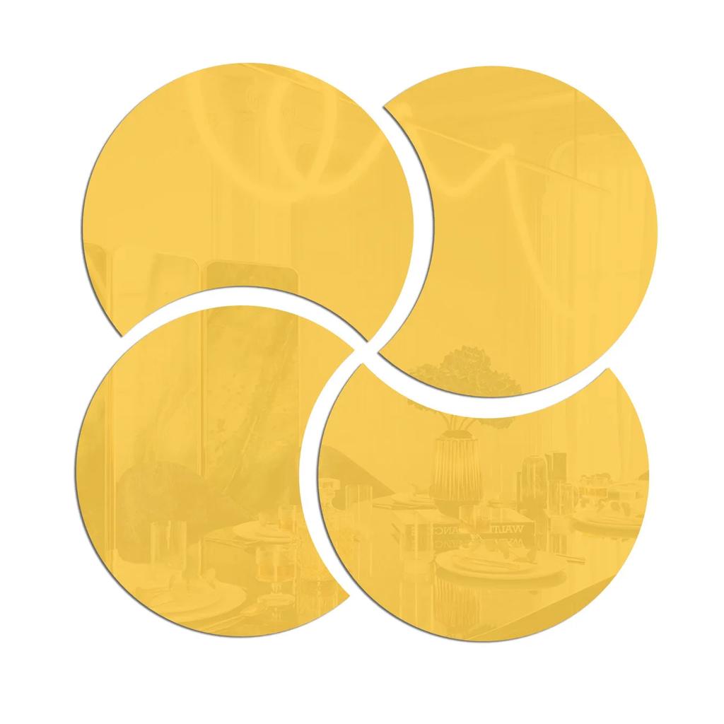 4pcs Semi-circle Mirror Wall Stickers Acrylic Decal DIY Self-adhesive Mirror Art Wall Decoration Office Background Wall Decor