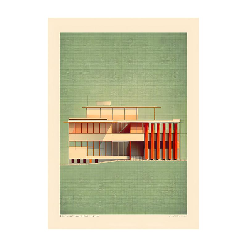 Vintage Bauhaus Residential Composition Poster Print Classic Canvas Painting Abstract Wall Art Picture for Home Decoration