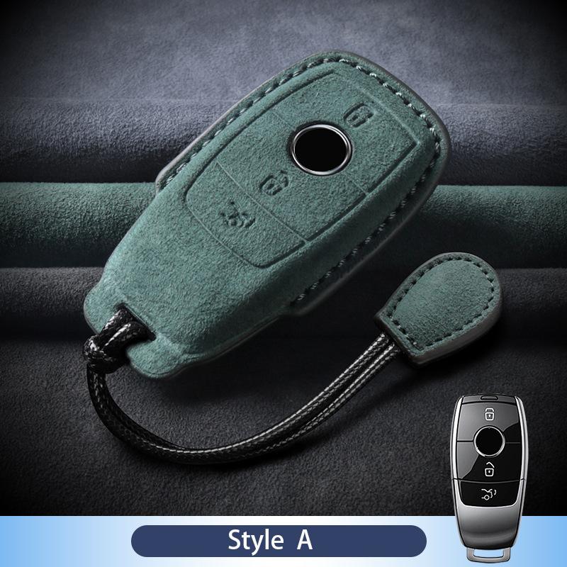 Leather Car Key Case For Mercedes Benz A C E S G R Class Gls Gla Glk Glc Cls Cla Amg W204 W205 W212 W463 W176 Suede Accessories