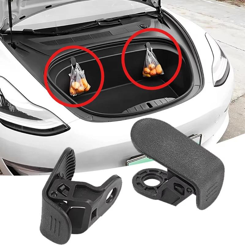 2Pcs Car'S Front Trunk Hook Eject Clip Installation Car Spare Box Hook for Tesla Model 3 2017-2020 ABS Auto Interior Accessorie