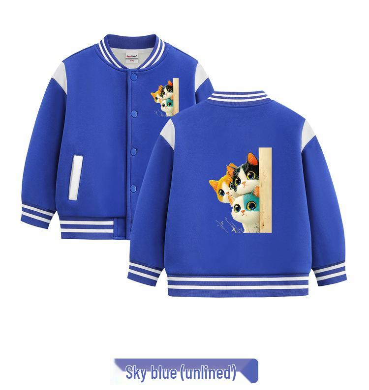 Kids' Autumn/Winter Velvet Baseball Jacket: 2026 New Casual Outerwear for Boys & Girls