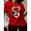 2025 Spring/Summer New Women's Short-Sleeve Top, Simple and Stylish Love Ring Pattern Print, Versatile Daily Wear Round Neck T-Shirt, Circle Pattern