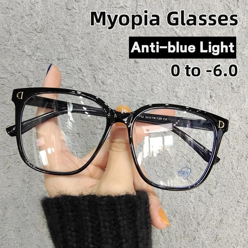 Bărbați, femei, ochelari de vedere pătrați mari pentru miopie, lentile transparente de lux, ochelari anti-albastru, ochelari clasici pentru miopie