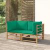 VidaXL Garden Corner Sofas with Cushions Green 2 Pcs Bamboo 3155150