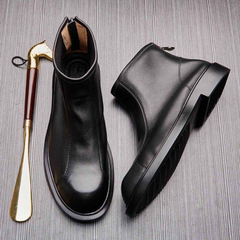 

Men s British Style High-Top Autumn Leather Chelsea Boots with Zipper 46