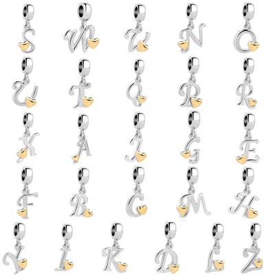 925 Silber A-Z Buchstaben Charm Perlen Für DIY Armband Anhänger Damen Schmuck Geschenk Mode Alphabet Perlen