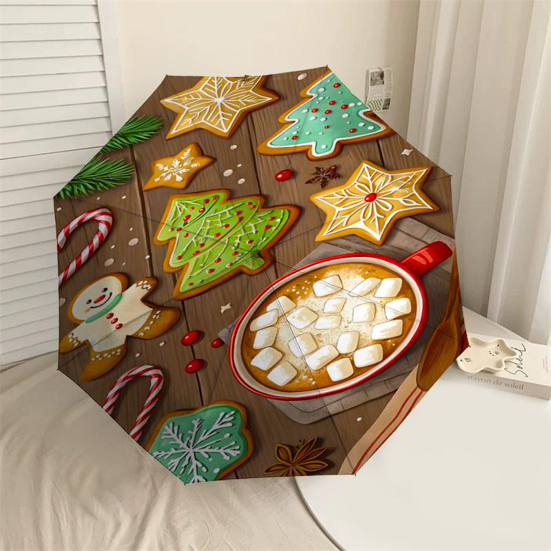 

1PC Christmas cookiesAutomatic Open/Close Umbrella with Windproof, 8-Rib Sturdy Canopy, Durable Ribs, Fashionable Design1248A