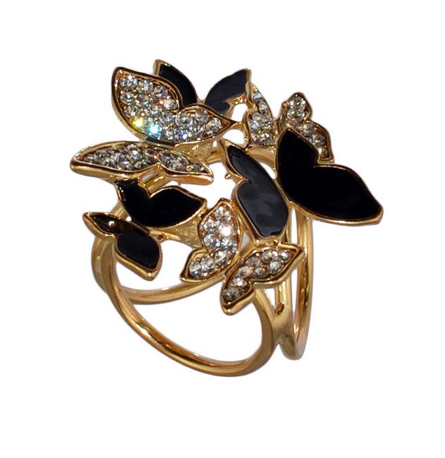 Korean Style Rhinestone Butterfly Three-Ring Scarf Buckle & Dual-Use Brooch