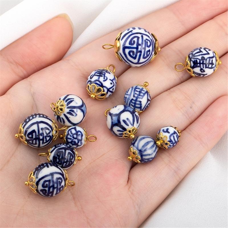 Traditional Auspicious Motif Ceramic DIY Accessories Combined With Sturdy Stainless Steel Components