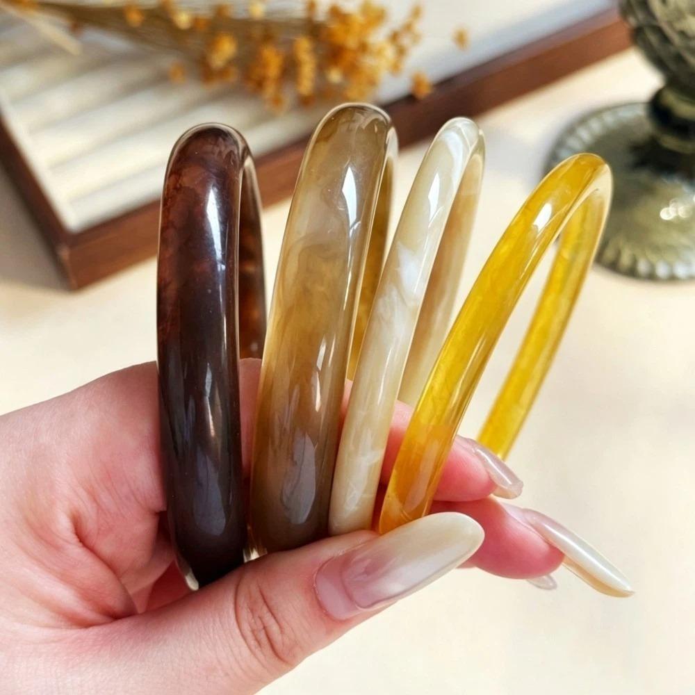 4 pcs/set Minimalist Resin Bracelet Set Vintage Layering Jewelry Retro Stackable Bangle Gift Giving