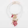 Unique Creative European American Exaggerated Blood Coral Branch Sun Pendant Bohemian Leather Rope Necklace Women Trendy Jewelry