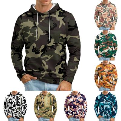 Herr Lös passform Casual Kamouflage Tryck Hooded Sweatshirt