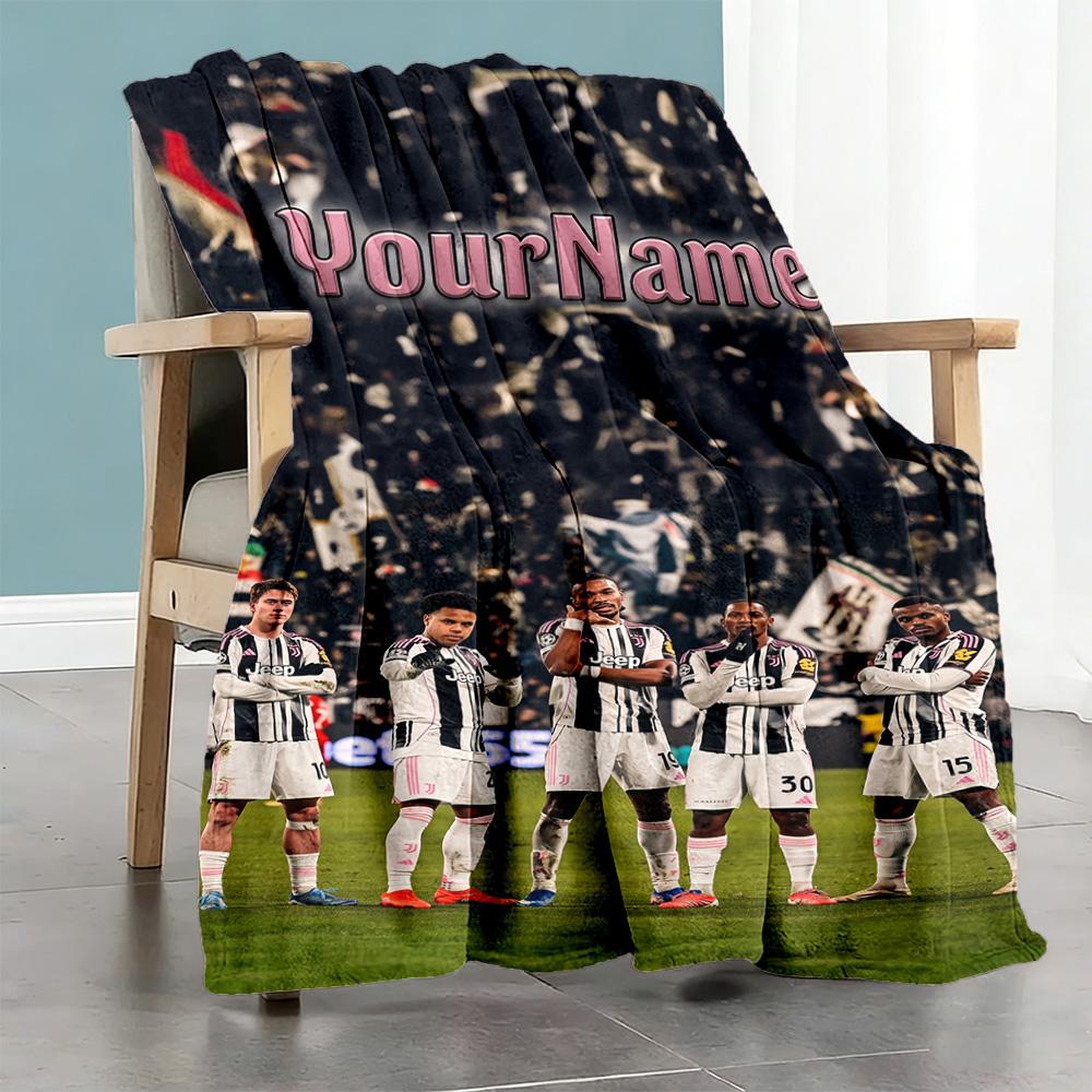 Juventus Customize Your Name Blanket Cozy Personalized Blanket Warmthful Decor Versatile for Chair Office Chair Office Picnics Ideal for All Seasons