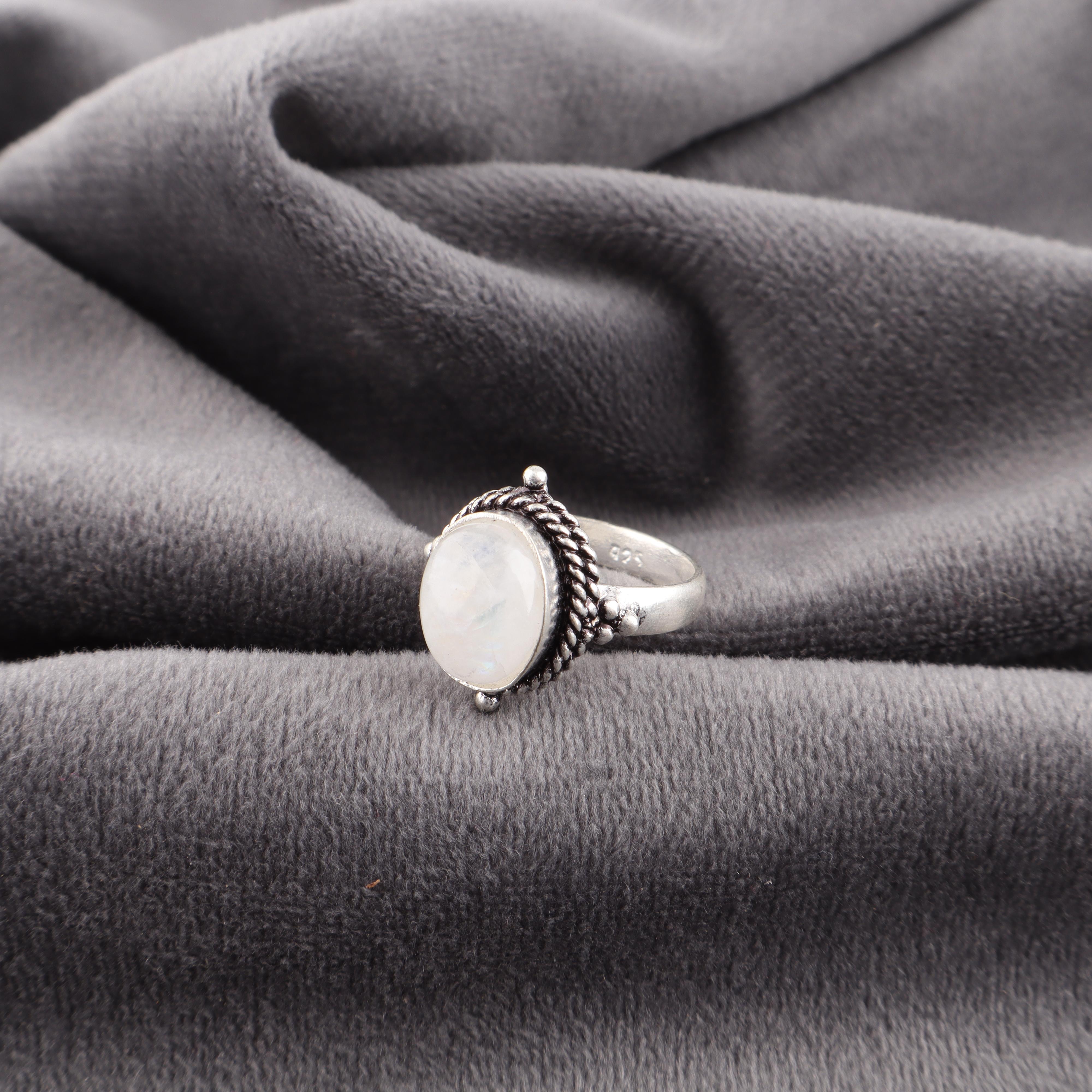 

Кольцо с радужным лунным камнем, ювелирное изделие с драгоценным камнем, кольцо из серебра 925 пробы, красивое ювелирное изделие ручной работы для подарка на годовщину 10 белый