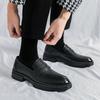 Large Size Men's Shoes Fashion Casual Shoes British Style Leather Shoes Men's Platform One-pedal Loafers Business Small Leather Shoes