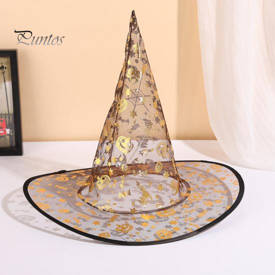 Breathable Wizard Headpiece Halloween Organza Witch Hat for Women, Adult Costume Holiday Photo Props Accessories, Lightweight Pointed Cap Cosplay