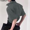 INCERUN Letnie Męskie Rozpinane Krótkie Rękawy Oversize Casualowe Luźne Cargo Topy Koszule