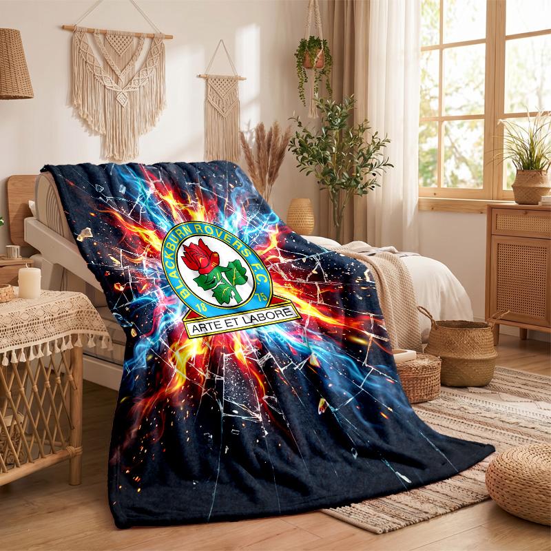 Blackburn Rovers Football Print Flannel Blanket Soft Warm Sofa Bed Throw Blanket For Home Office Bedroom
