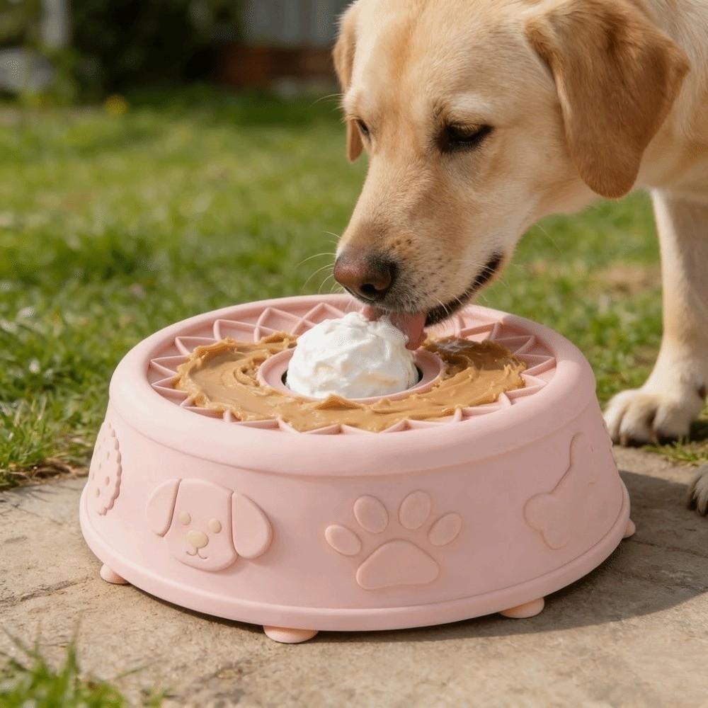 Anti-spill Slow Feeder Silicone Yogurt Licking Plate  for Puppy Kitty Training