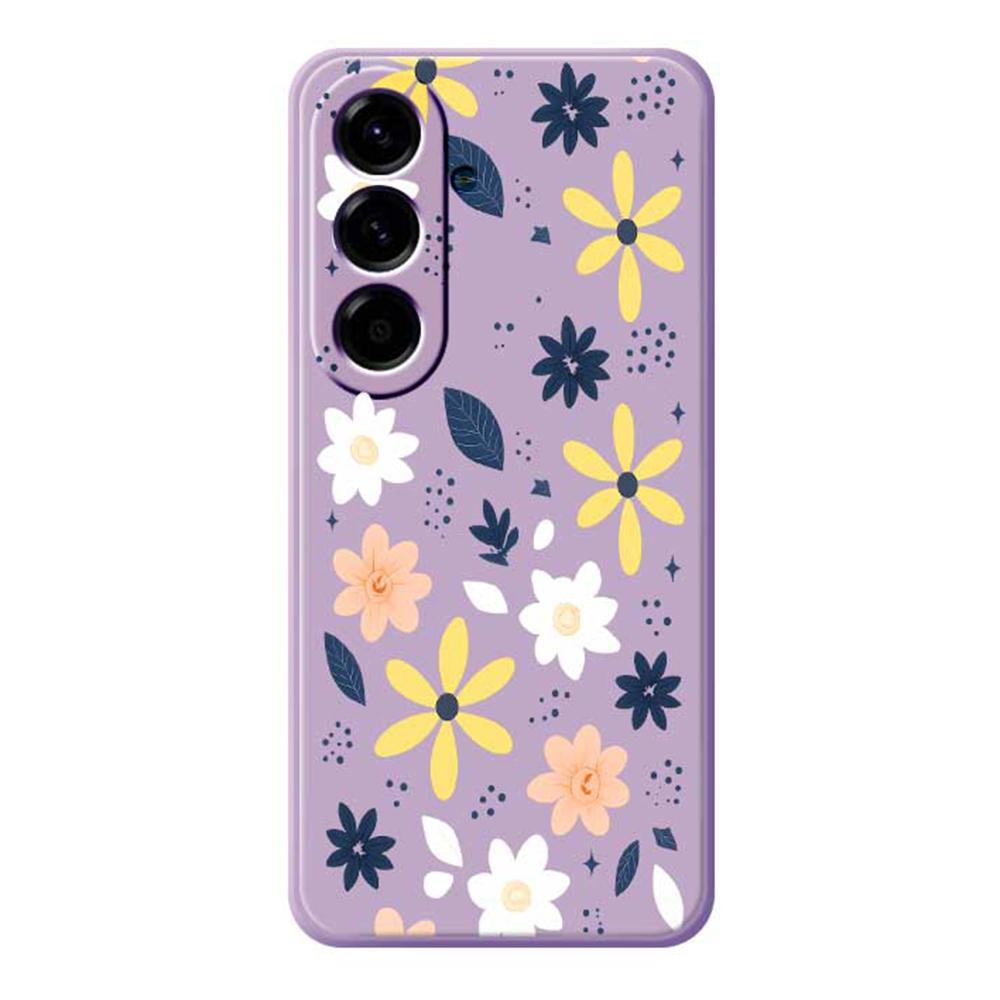 For Samsung Galaxy A56 5G Case Colorful Floral Blue Leaves Pattern Printing Straight Edge TPU Phone Back Cover