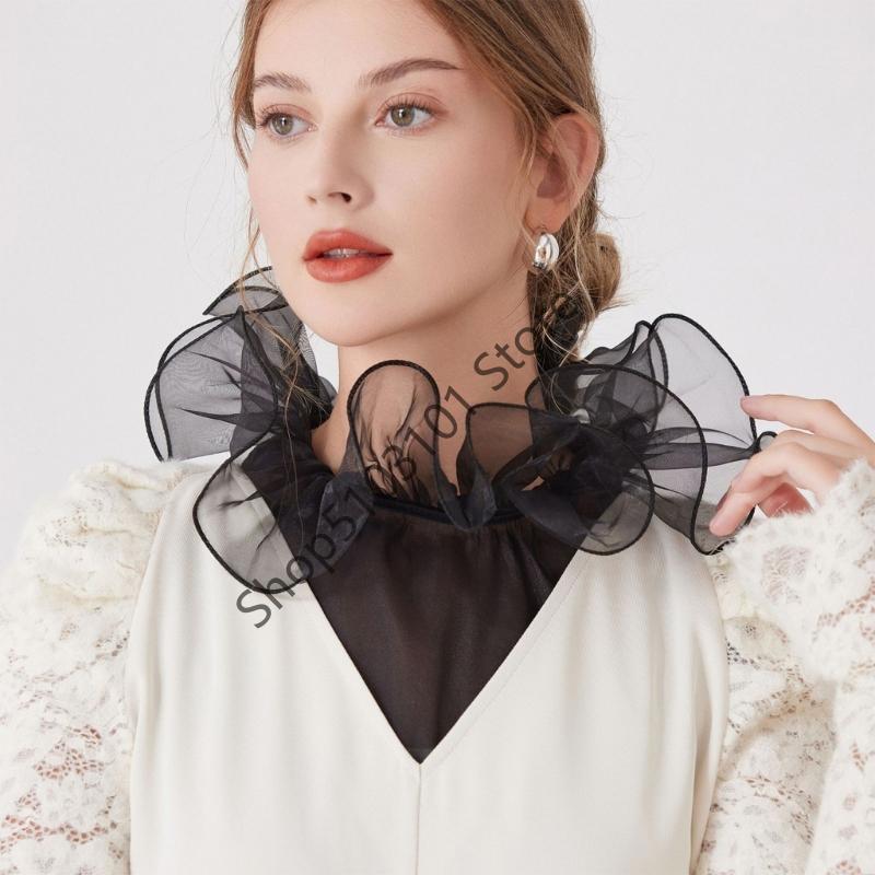 Elegant Detachable Cuffs Lace Collar And Arm Sleeve Set For Women Ruched False Cuffs Sweater Blouse Wrist Warmers