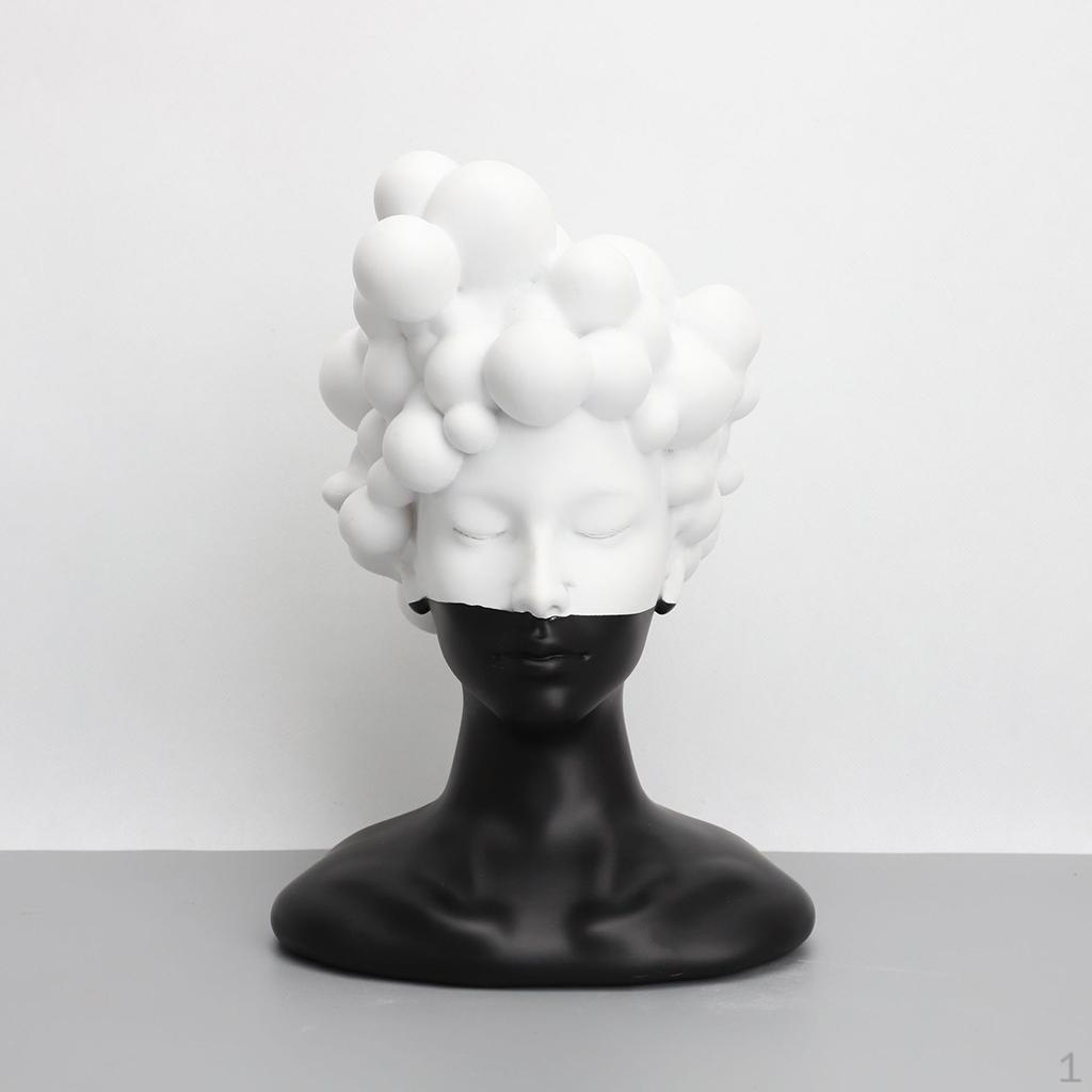 

Resin Statue Abstract Black and White Girl Head Desktop Decoration Collectible