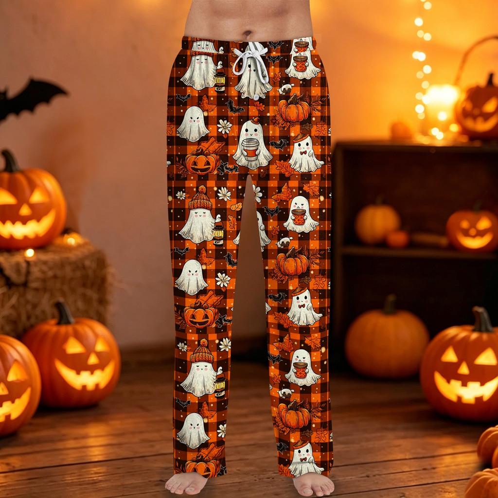 Men's Halloween Print Drawstring Lounge Pants Casual Sleepwear Soft Comfortable Fit Relaxed Style