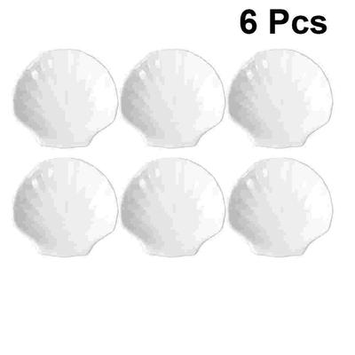 6 Pcs Scallop Design Ceramics Snack Plate Fruit Plate Dish Dried Fruit Tray Snack Food Plate Western Food Dish Kitchen Tableware