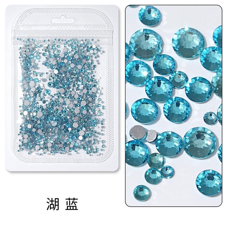 1440 buc, Un pachet întreg de manichiuri colorate, Diamante cu fund plat, Burghie din sticlă de cristal nu pot cădea de pe fund, Bijuterii cu diamante rotunde cu dimensiuni mixte.