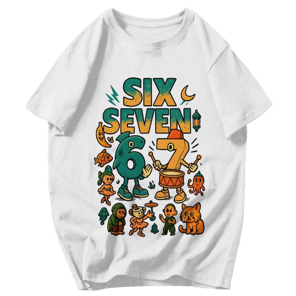 Men T Shirt 67 Brainrot Italian Meme Funny 67 Retro Cotton Y2K Graphic Quality Unisex Clothes T Shirts