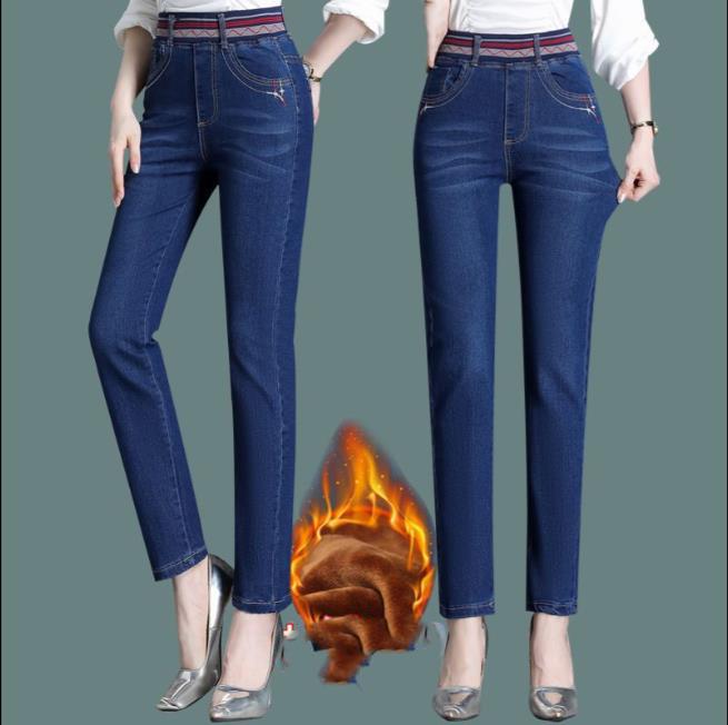 

Winter Plus Velvet Stretch Jeans Women High Waist Skinny Vaqueros Thick Warm Denim Trousers Fashion Mom Pencil Pants 27