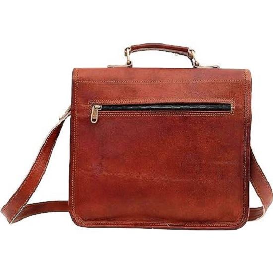 Leather 11 Inch Vintage Leather Ipad Messenger Bag For Office -Handmade Document Briefcase Adjustable Satchel Bags Rustic Brown