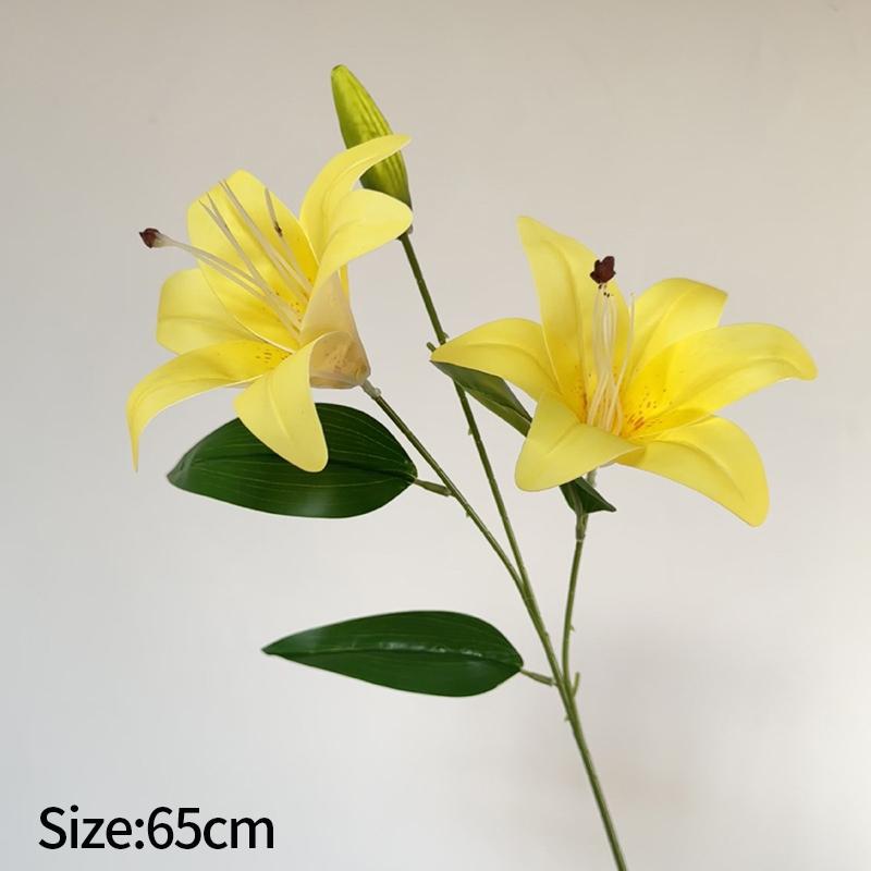 2 Heads Big Lily Artificial Flower Branch Simulation Decorative Bouquet Fake Lily Branch DIY Handmade Bouquet Wedding Decoration