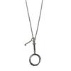 Blogger same magnifying glass pendant long necklace women's light luxury niche high sense retro ins black rope sweater chain