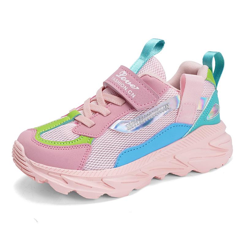 Fashion Girls' Running Shoes, Breathable Mesh, Soft and Comfortable Children's Sports Shoes, Outdoor Fashionable and Casual Running Shoe