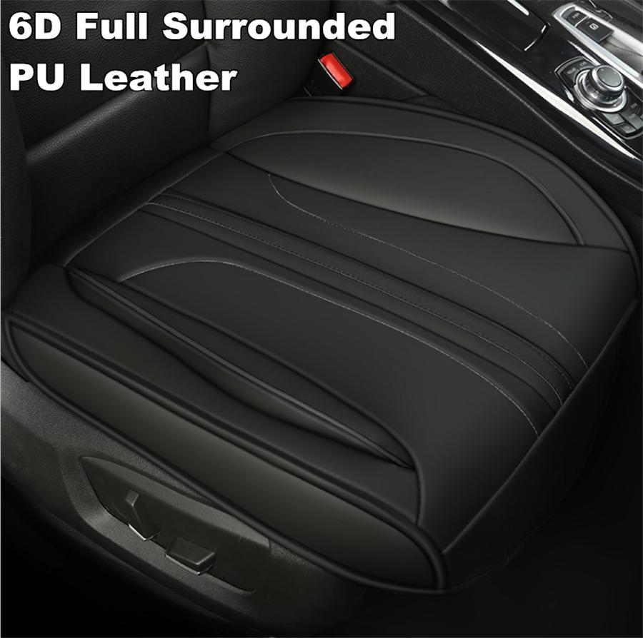 1Pcs 53cm X 51cm PU Leather Car Front Seat Cushion Cover Pad W/o Backrest Black